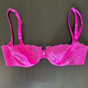 Vintage Dior bra in hot pink with pearl detailing